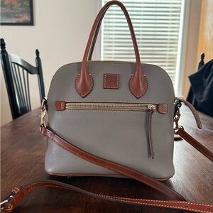 Dooney and Bourke Elegant Gray and Brown tote crossbody Handbag EUC